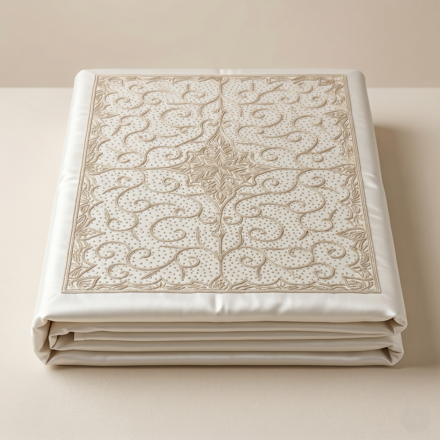 Silver Embroidered Ivory Silk Luxury Bedcover