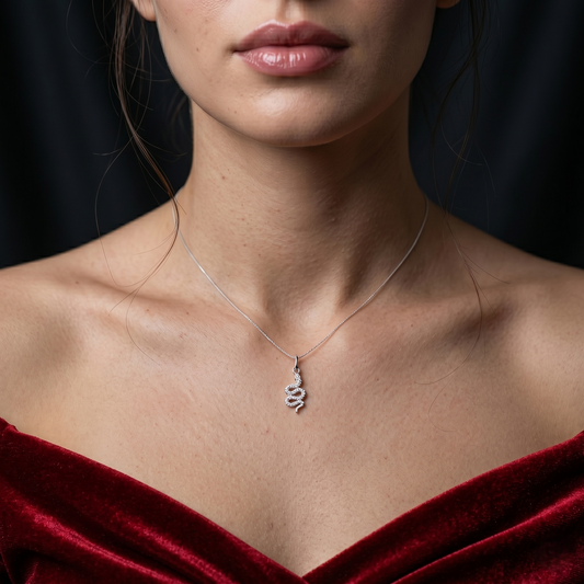 The Serpentine Silver Diamond Pendant