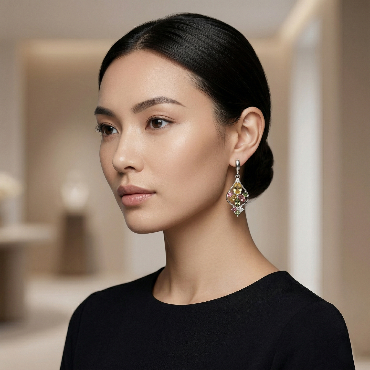 Ethereal Silver Teardrops with Vibrant Gemstones