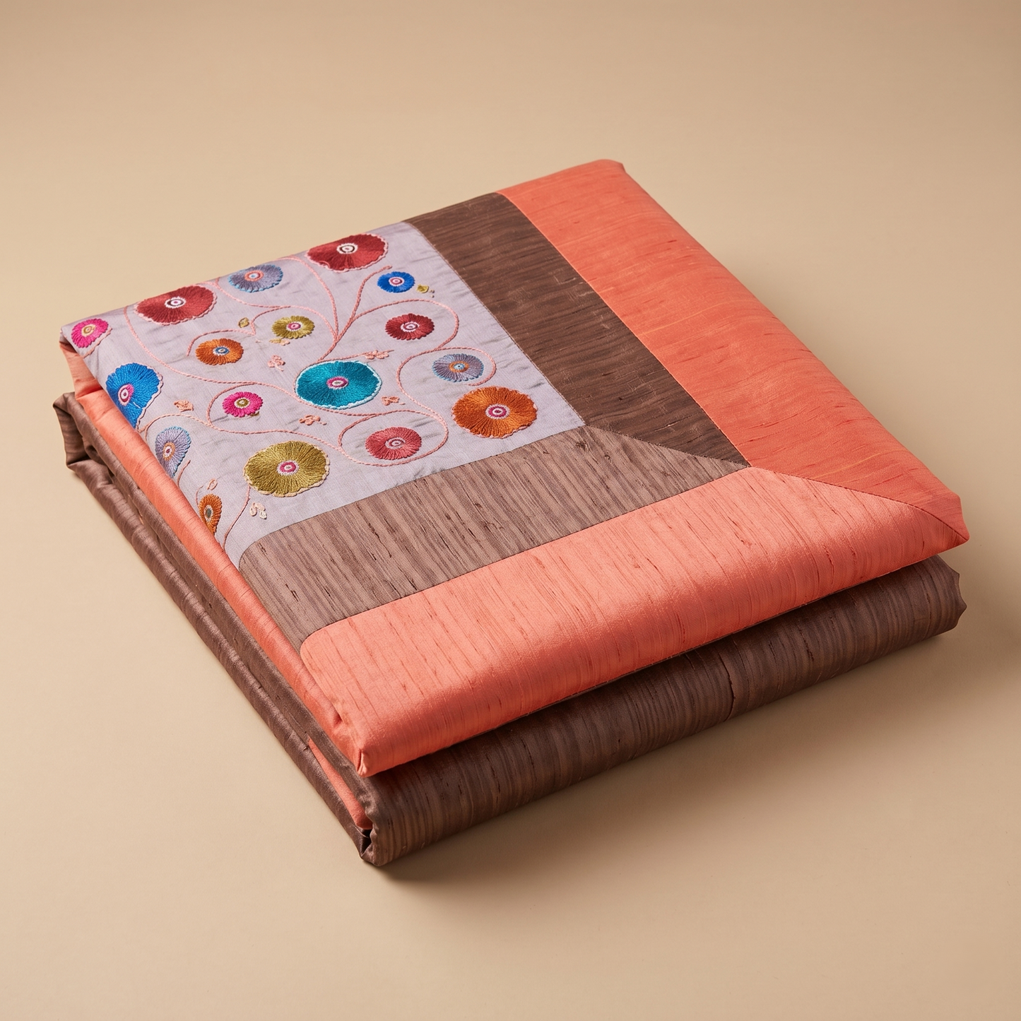 Geometric Simplicity Embroidered Luxury Silk Bedcover