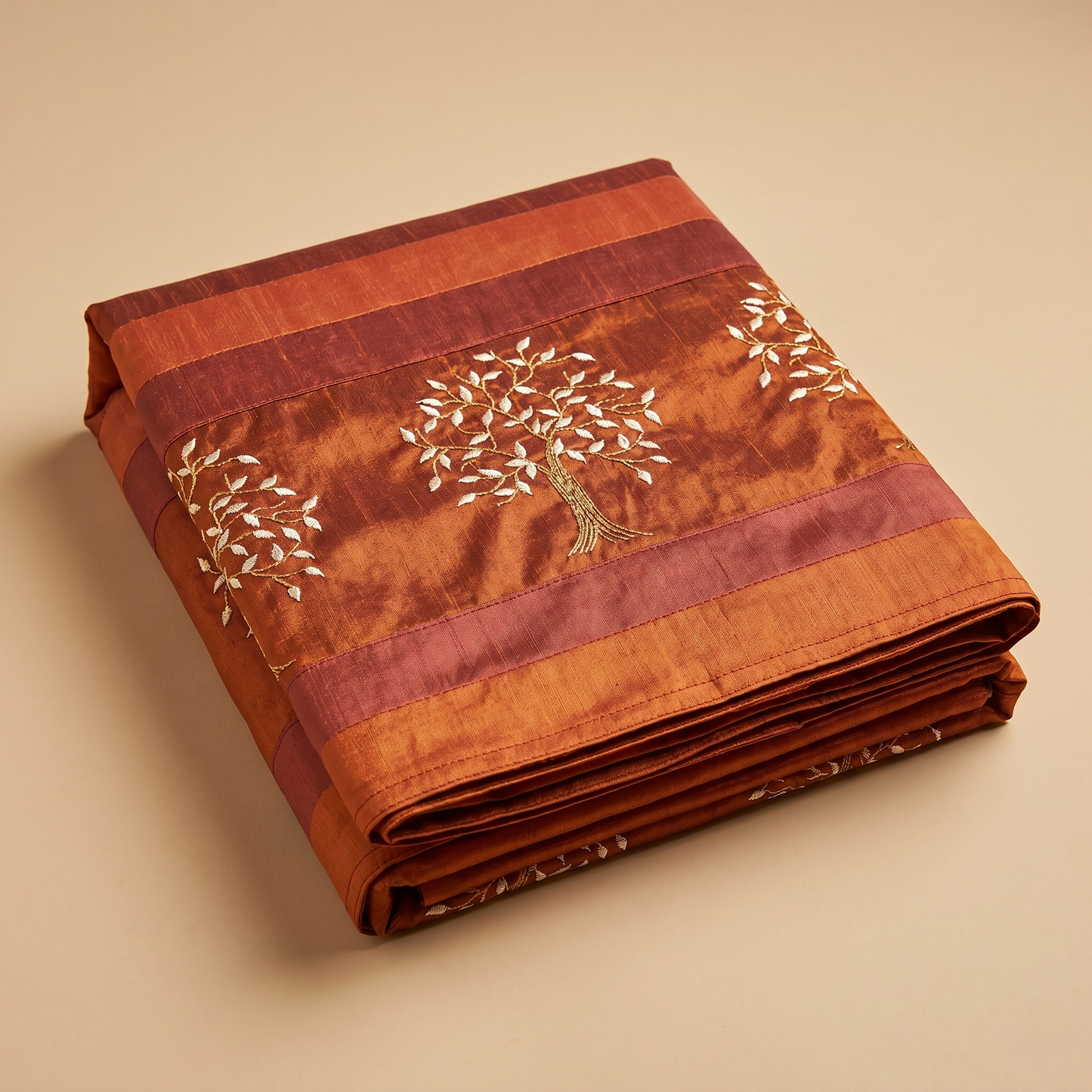 Luxury Silk Embroidered Tree Bedcover Set