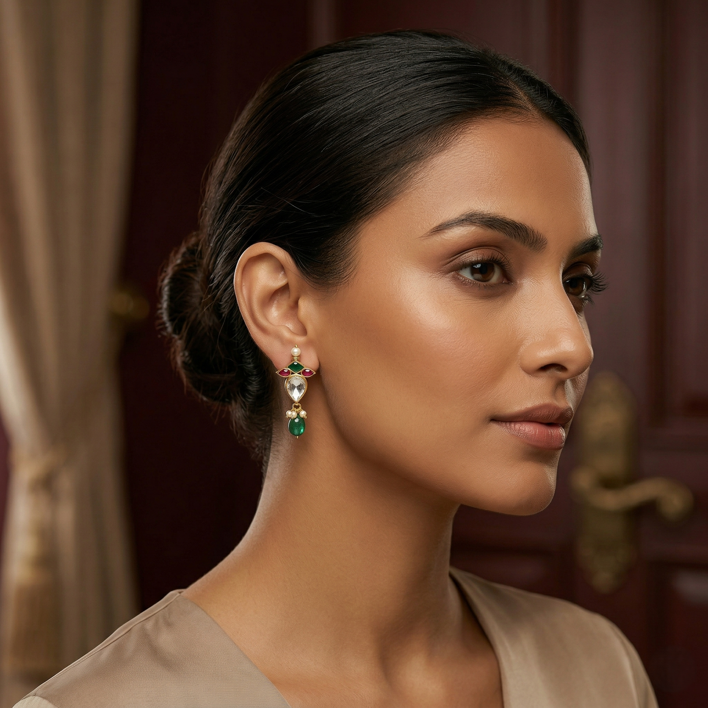 Heritage Gold Plated Silver Floral Drop Earrings
