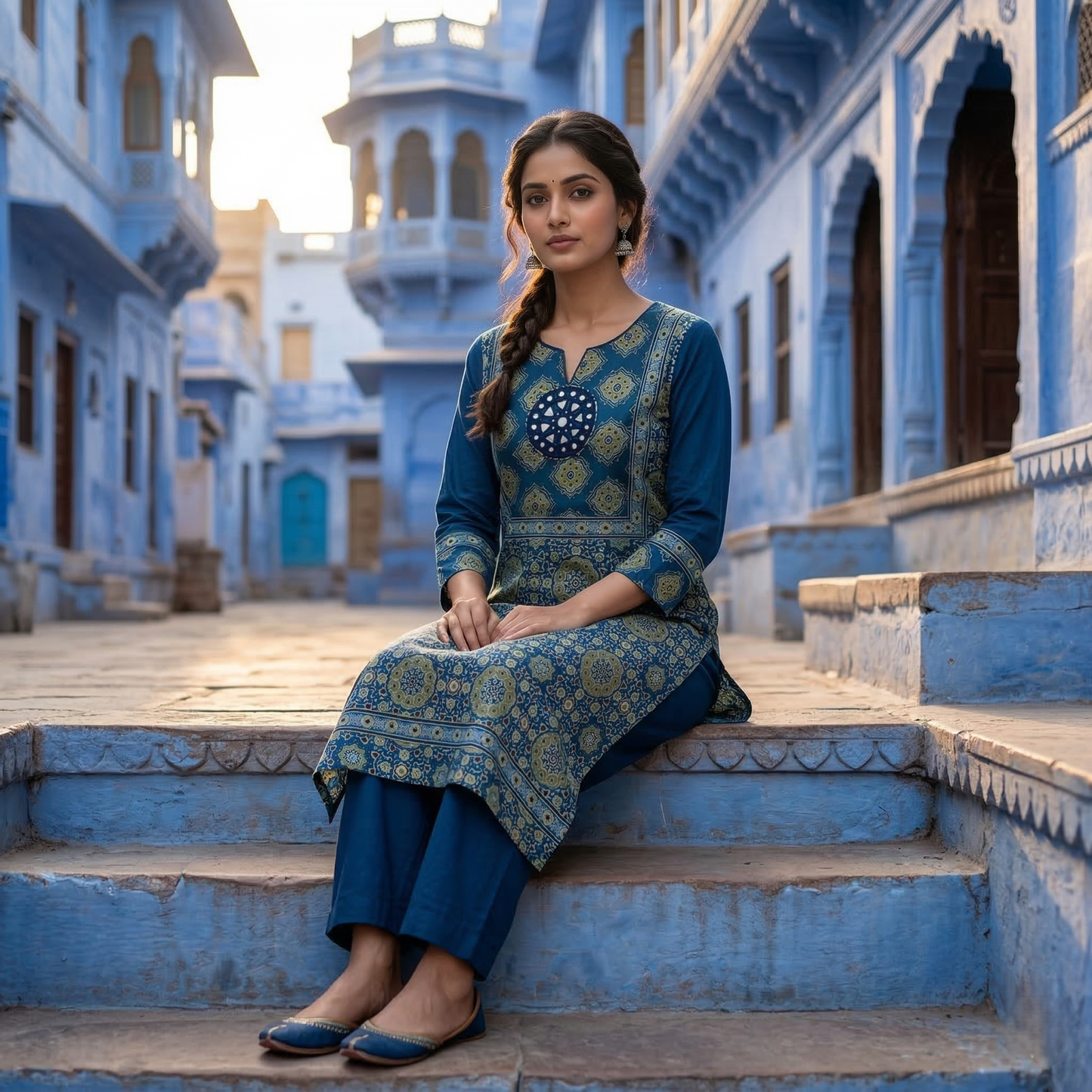 Elegance Traditional Motif Teal Kurti