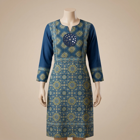Elegance Traditional Motif Teal Kurti