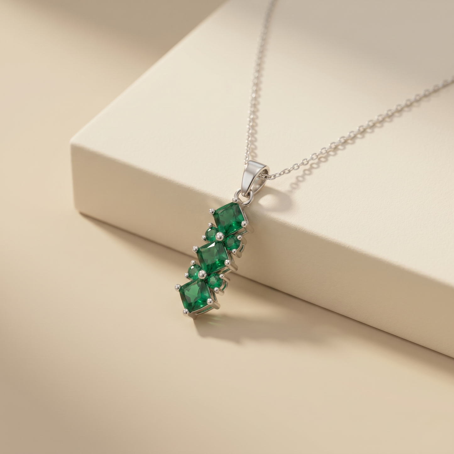 Vintage-Inspired Sterling Silver Emerald Pendant