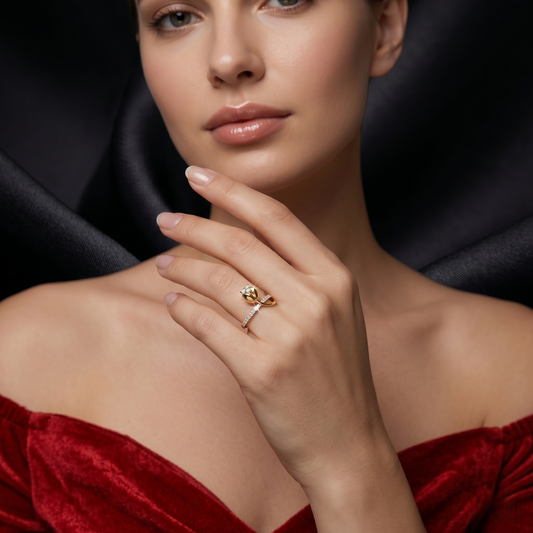 Golden Tulip Diamond Bypass Band Ring