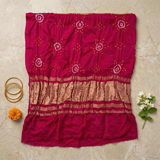 Regal Pink Bandhani Silk Heritage Dupatta