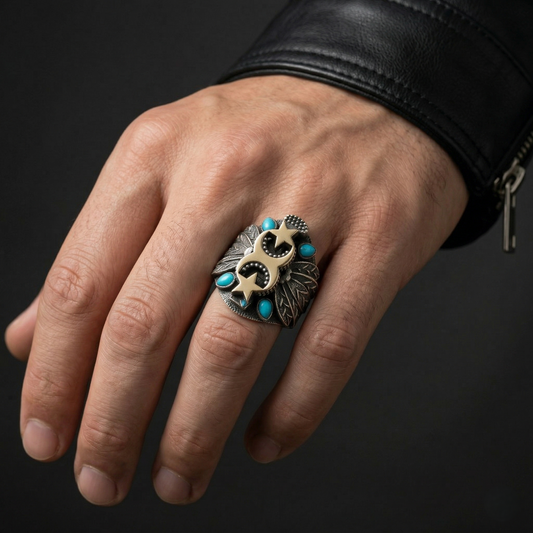 Silver Celestial Feather Men's Statement Ring