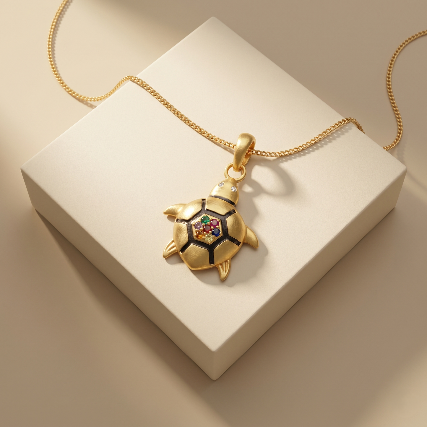 Enchanted Silver Tortoise Gemstone Pendant