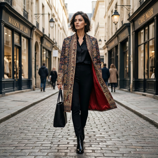 Equestrian Heritage Stand Collar Tapestry Coat