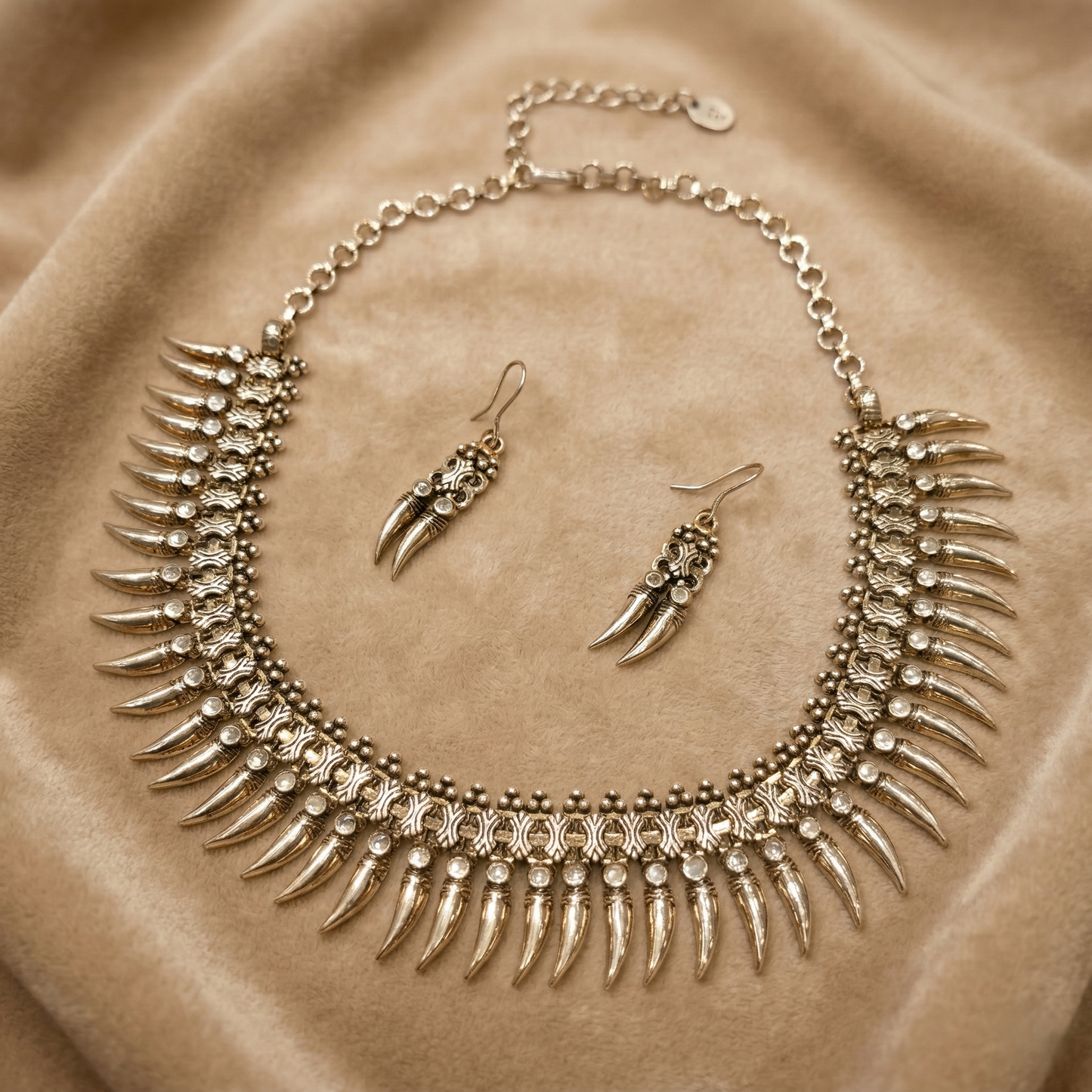 Antique Tribal Claw Silver Choker Set