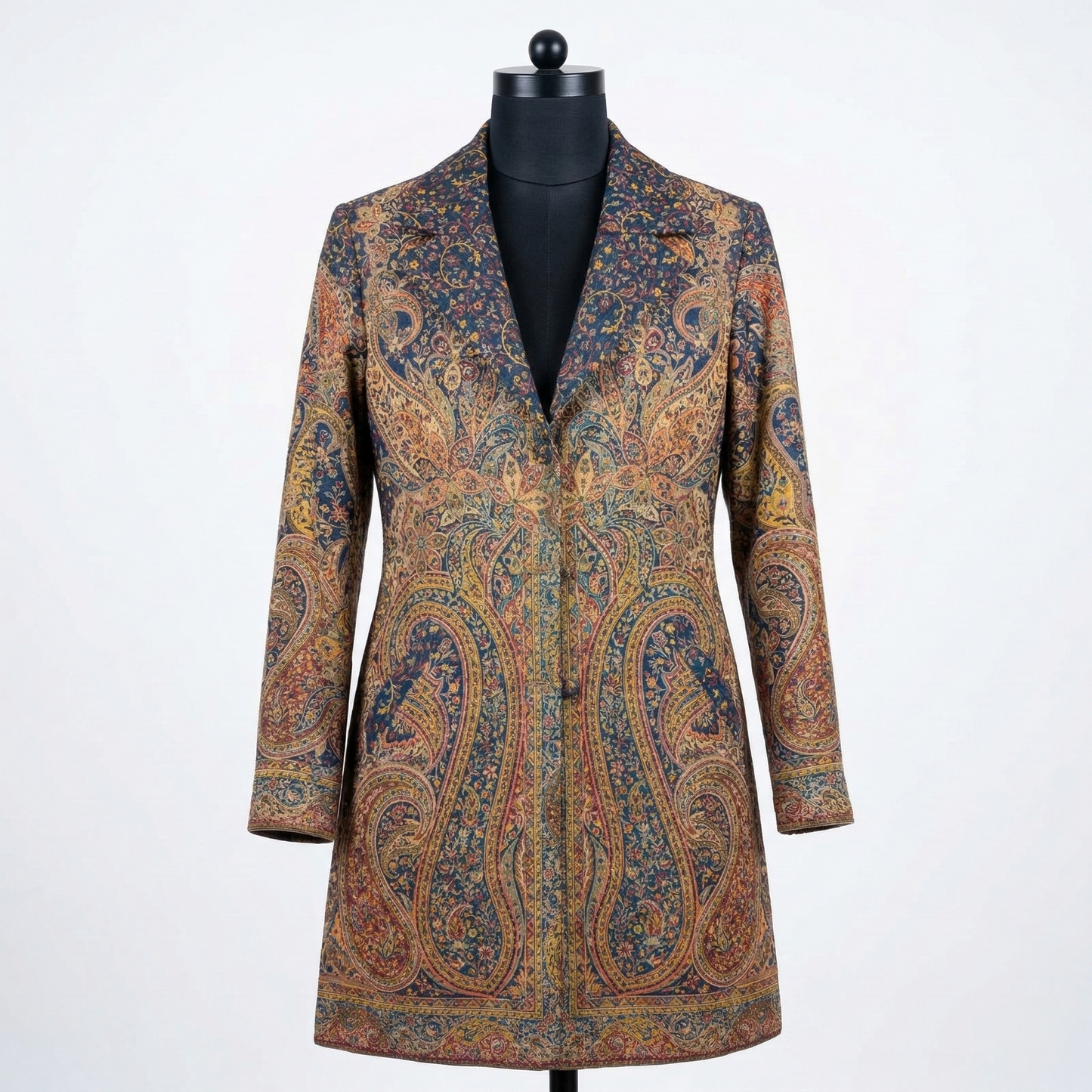 Elegance in Bloom Paisley Wool Long Coat