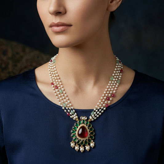 The Royal Emerald and Ruby Mala