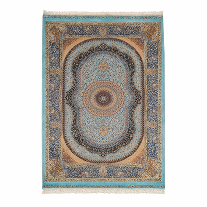 Royal Turquoise Medallion Hand Knotted Silk Rug