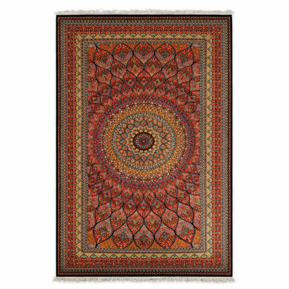 Royal Crimson Medallion Silk Persian Rug