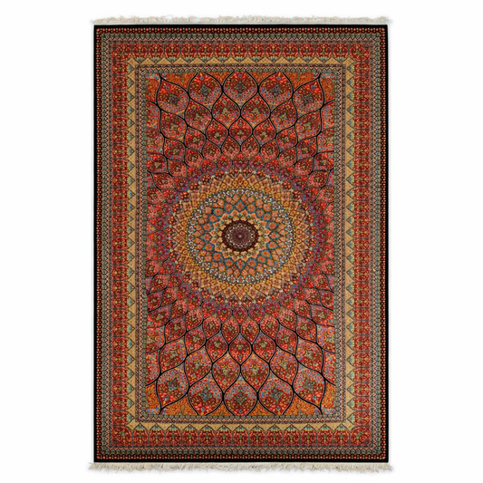 Royal Crimson Medallion Silk Persian Rug