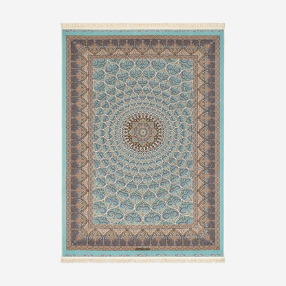 Azure Medallion Persian Style Silk Rug