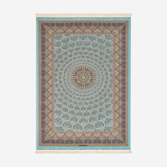 Azure Medallion Persian Style Silk Rug