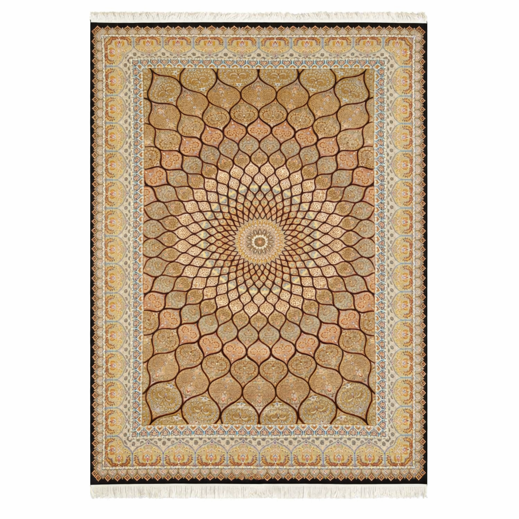 Gilded Mandala Intricate Hand Tufted Silk Rug