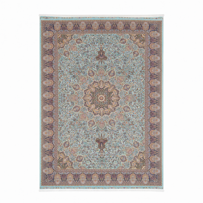 Turquoise Medallion Traditional Persian Style Rug