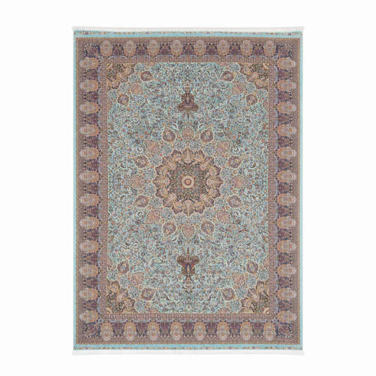 Turquoise Medallion Traditional Persian Style Rug