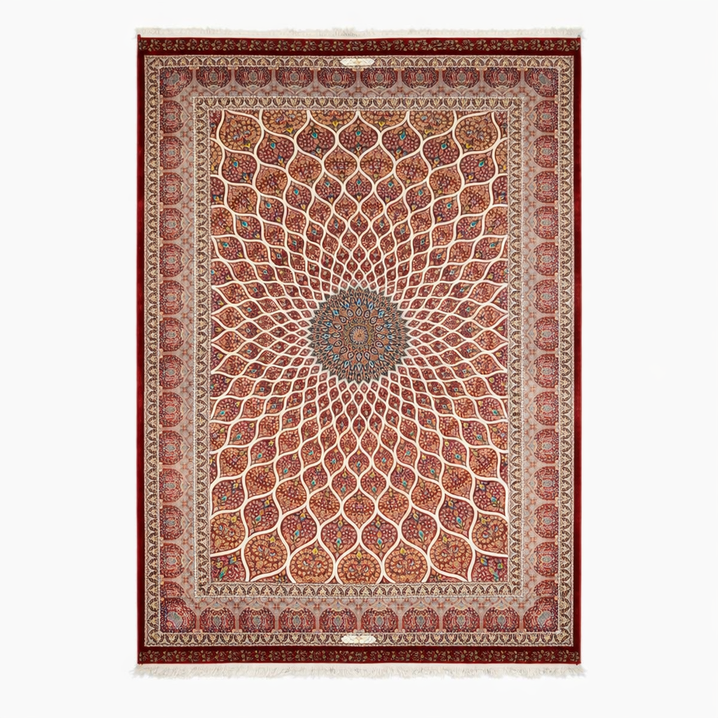 Maroon Medallion Intricate Persian Style Rug