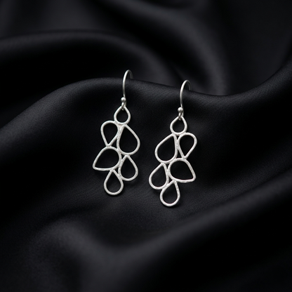 Cascading Silver Dewdrop Open Link Earrings