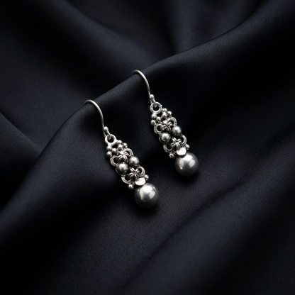 Vintage Floral Drops in Pure Silver