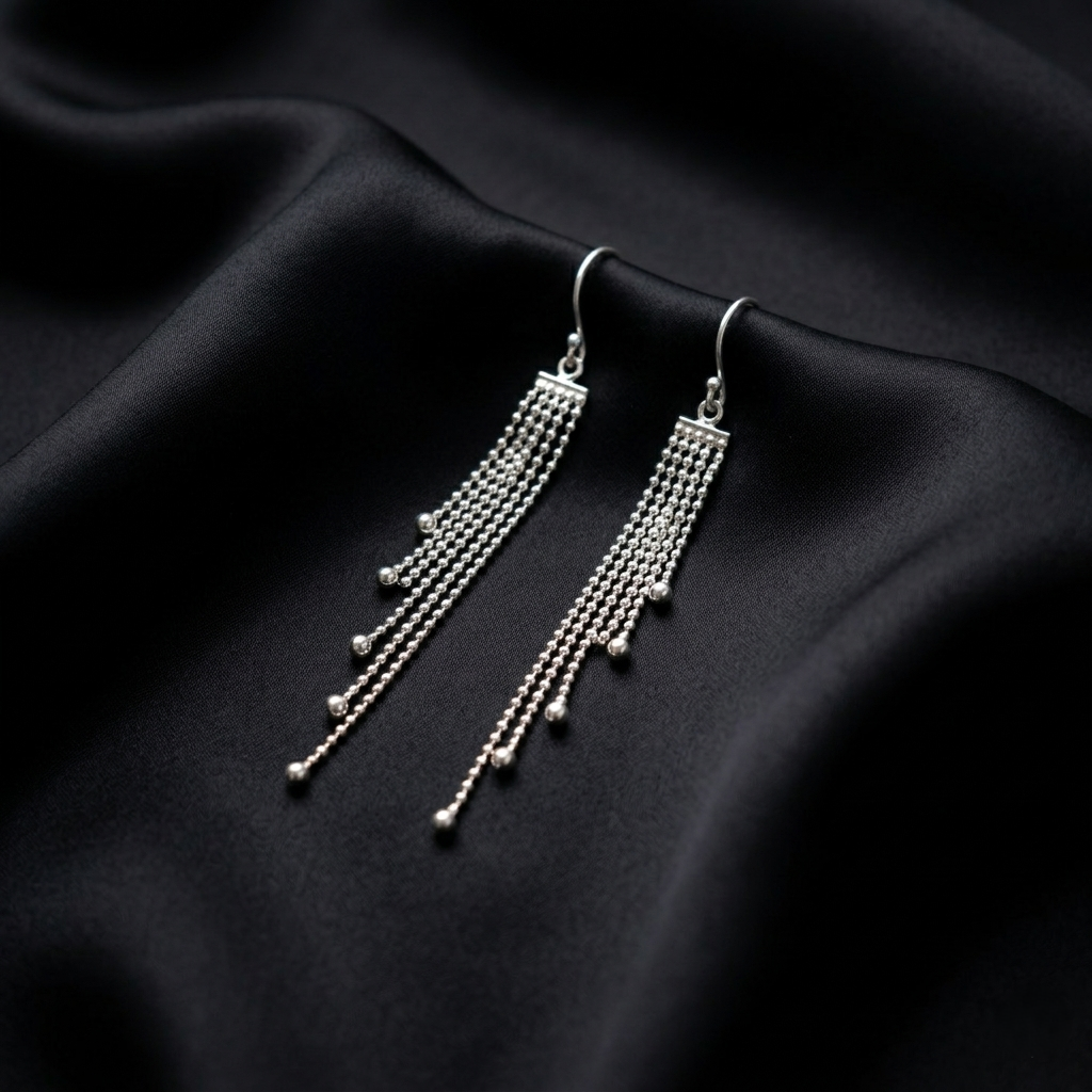 Elegance in Motion: Silver Tassel Drops