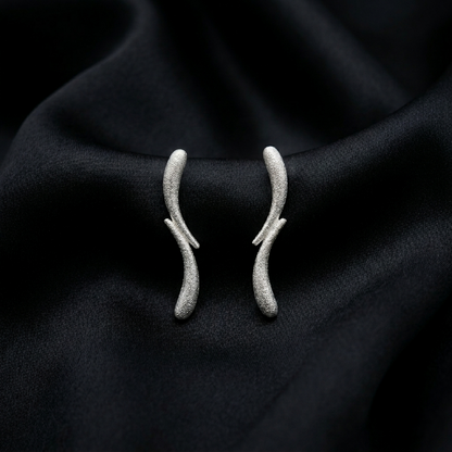 Ethereal Textured Silver Organic Curve Studs