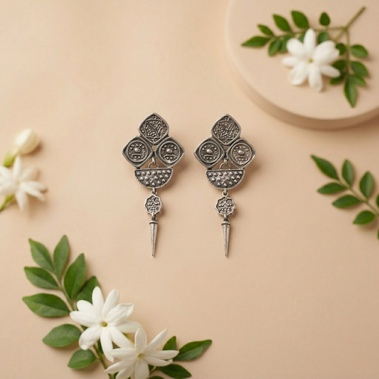 Antique Geometric Tribal 92.5 Silver Drops