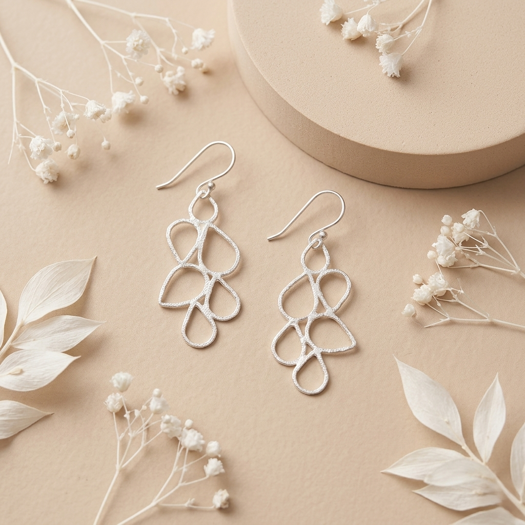 Cascading Silver Dewdrop Open Link Earrings