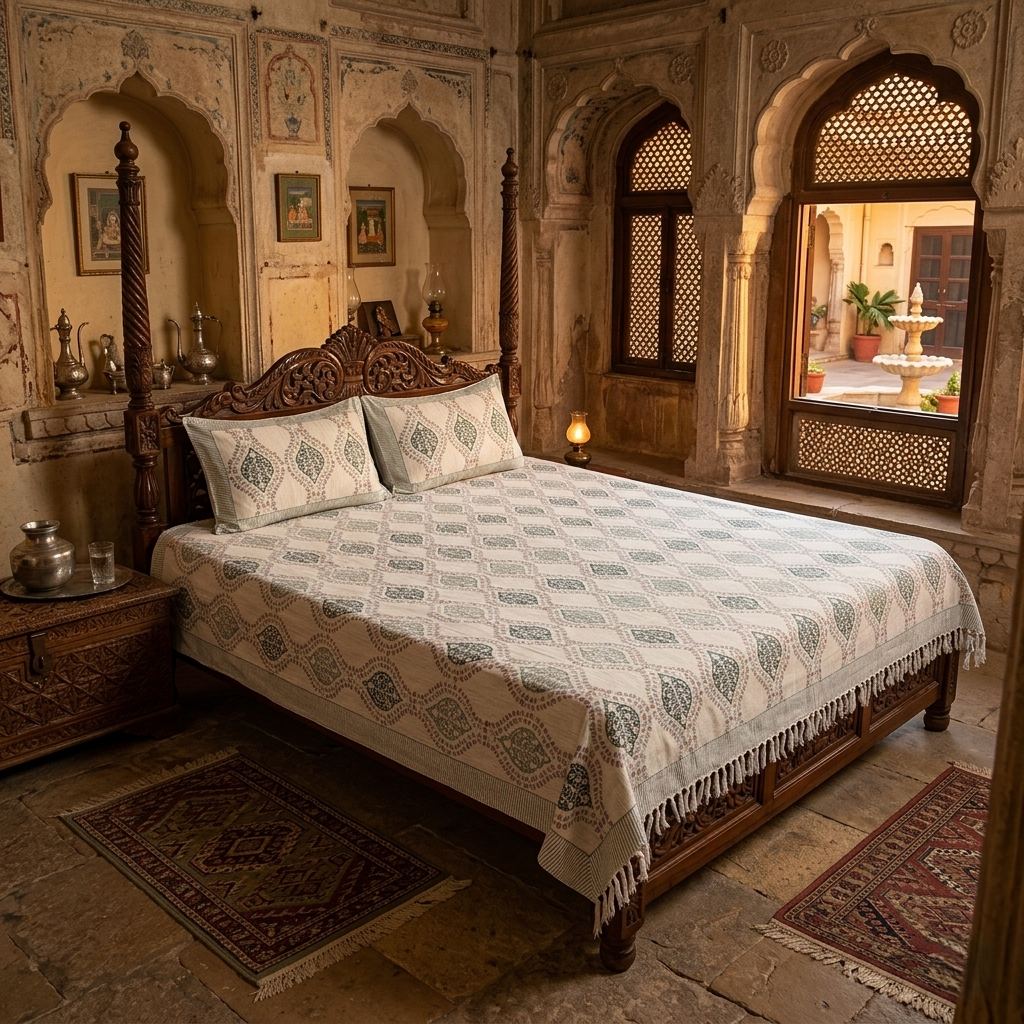 The Marwar Heritage Block-Print Bedcover Set