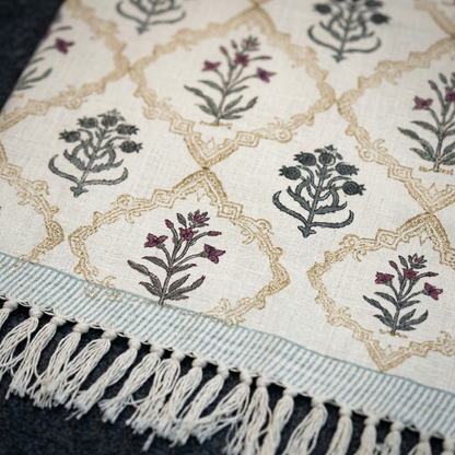 Vintage Floral Hand-Blocked Khadi Bedcover Set