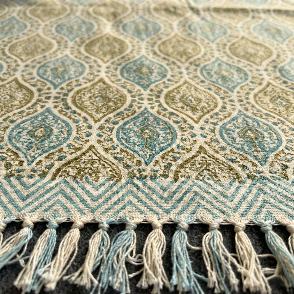 Azure Heritage Damask Khadi Bedcover Set