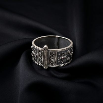 Handcrafted Filigree Tribal Silver Kada Bracelet