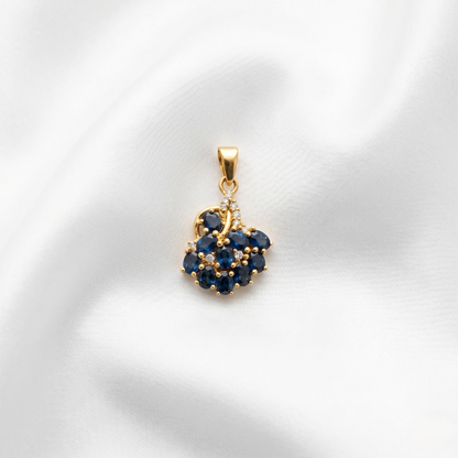 Blue Sapphire Cluster Silver Pendant
