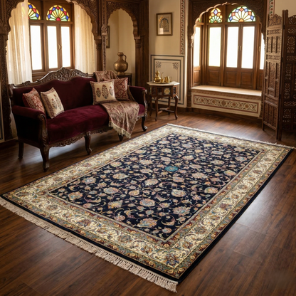 Midnight Floral Persian Style Area Rug