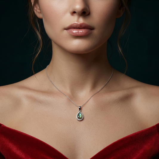 Elegant Pear-Cut Labradorite Silver Pendant
