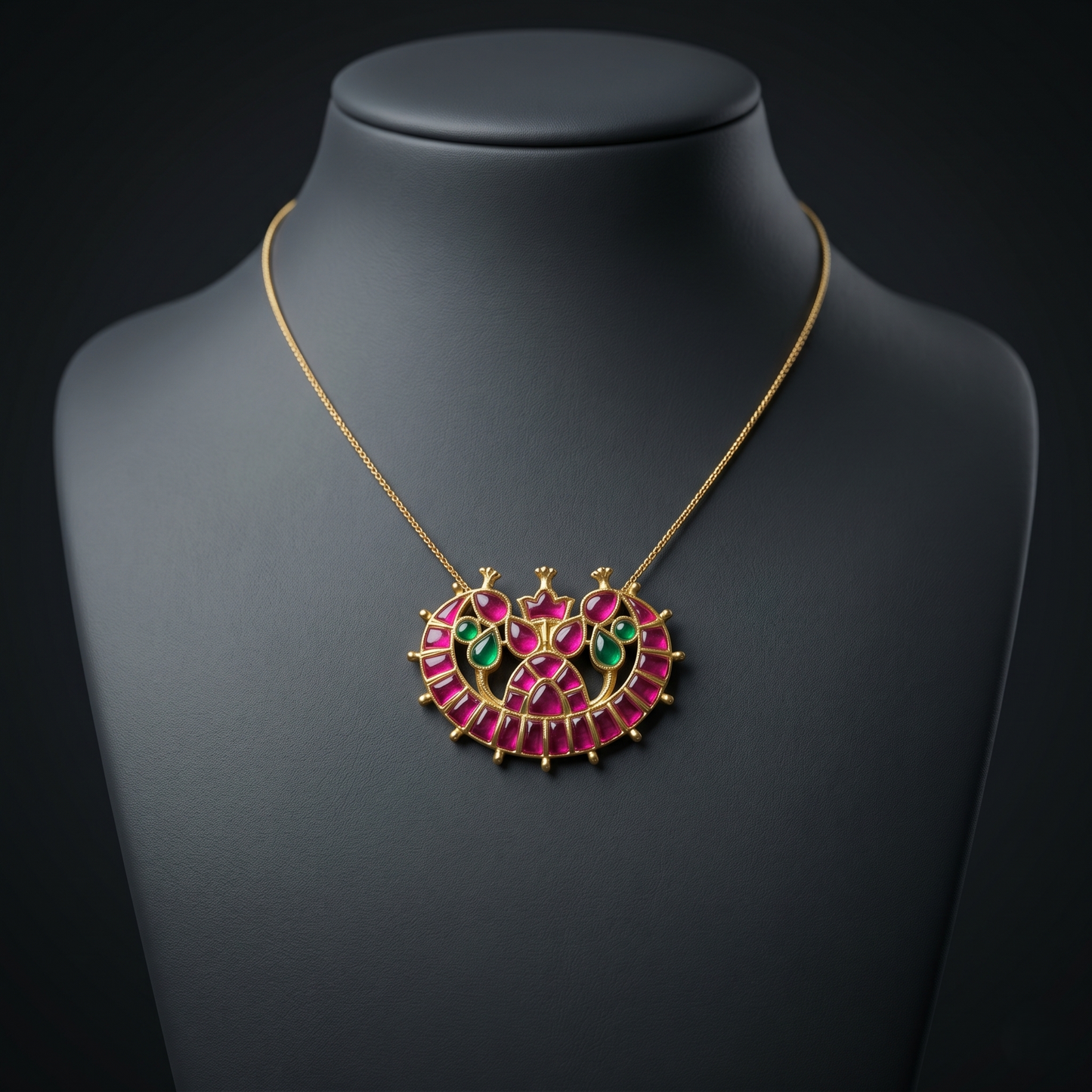 Regal Ruby & Emerald Silver Pendant