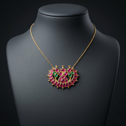 Regal Ruby & Emerald Silver Pendant