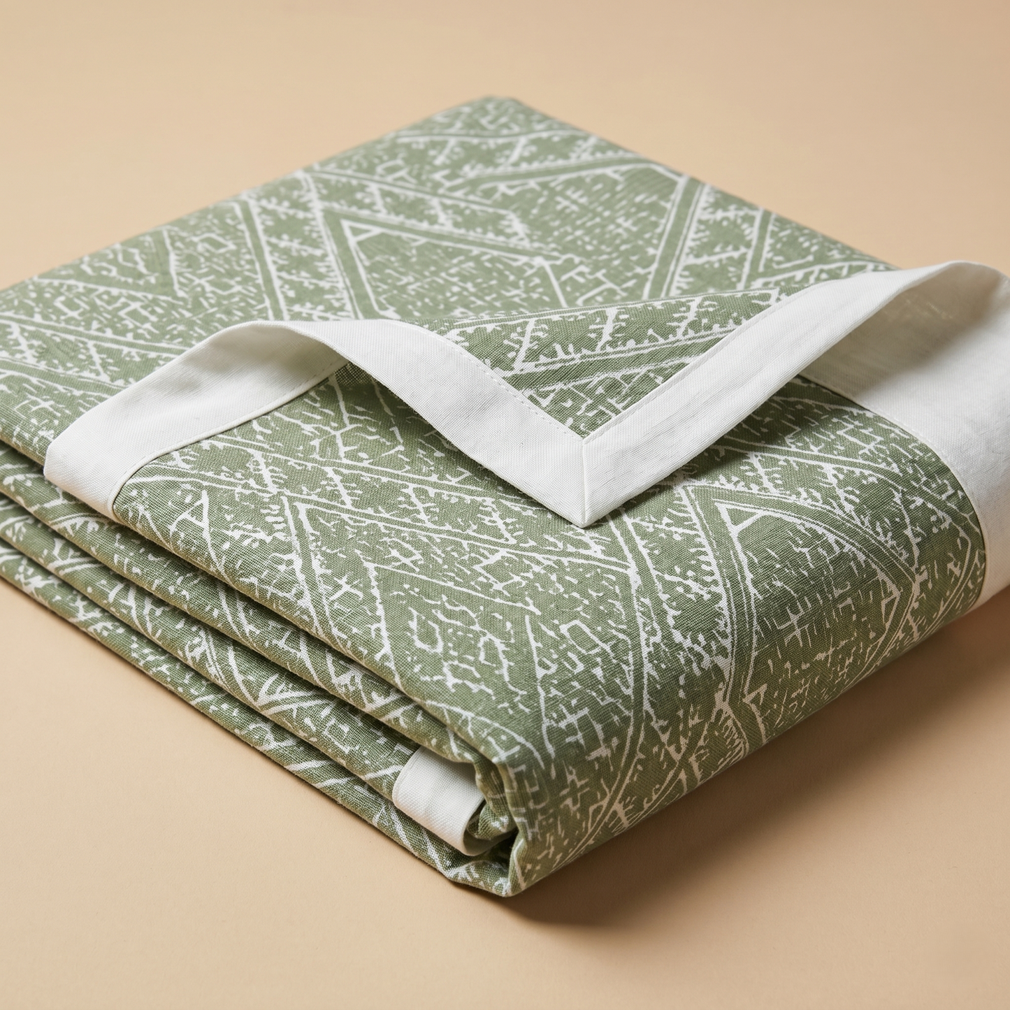 Sage Green Geometric Simplicity Cotton Bedcover