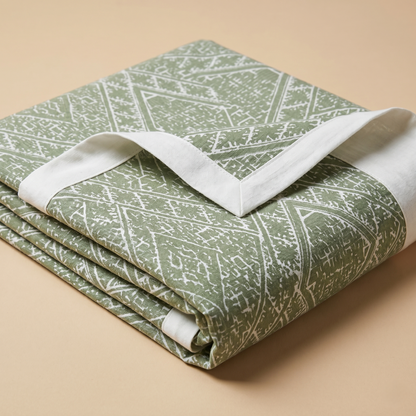 Sage Green Geometric Simplicity Cotton Bedcover