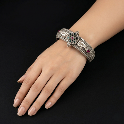 Antique Floral 92.5 Sterling Silver Kada