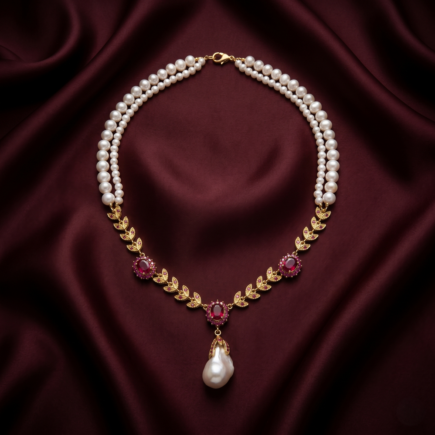 Regal Ruby & Pearl Silver Statement