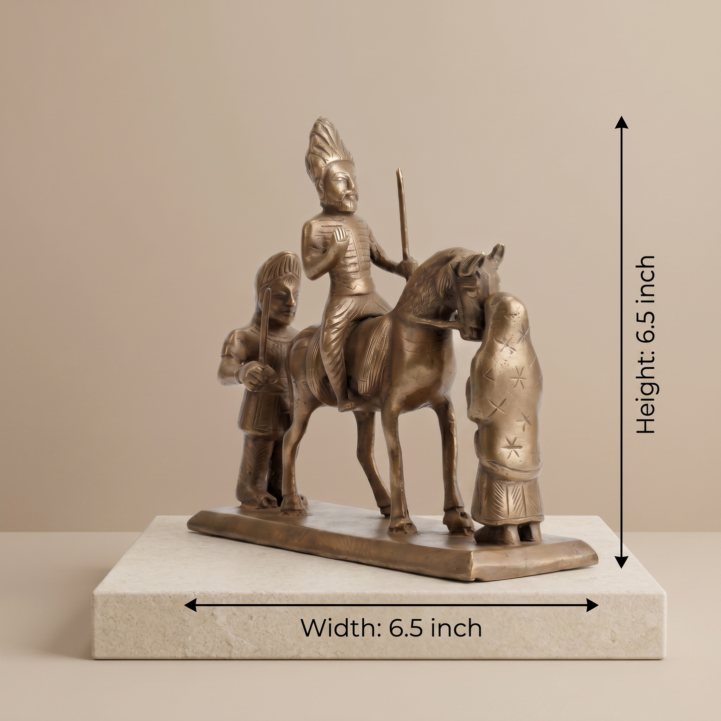 Antique Brass Rajput Warrior Procession Idol