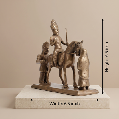 Antique Brass Rajput Warrior Procession Idol