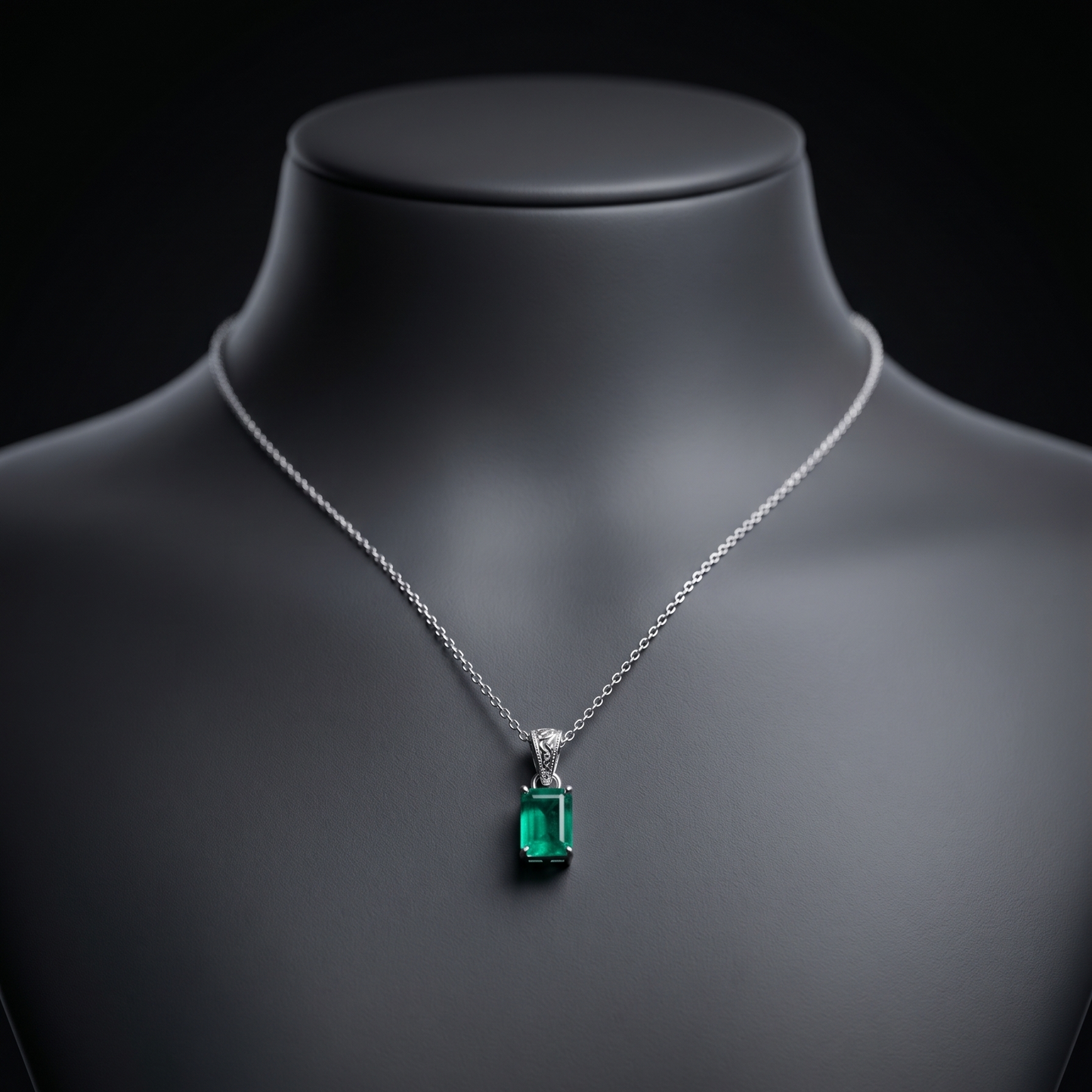 92.5 Silver Emerald Cut Pendant
