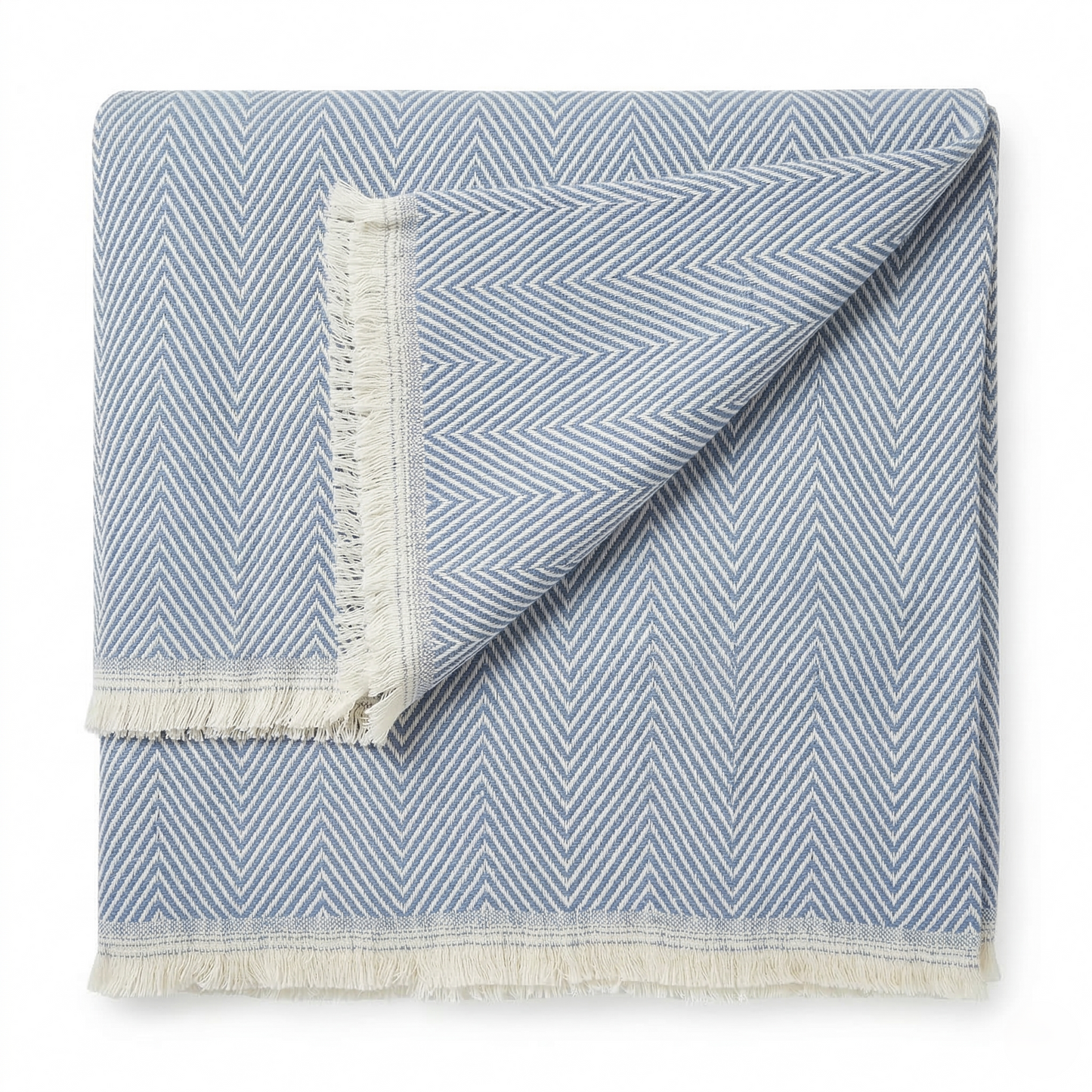 Elegant Sage Herringbone Hand Woven Blanket