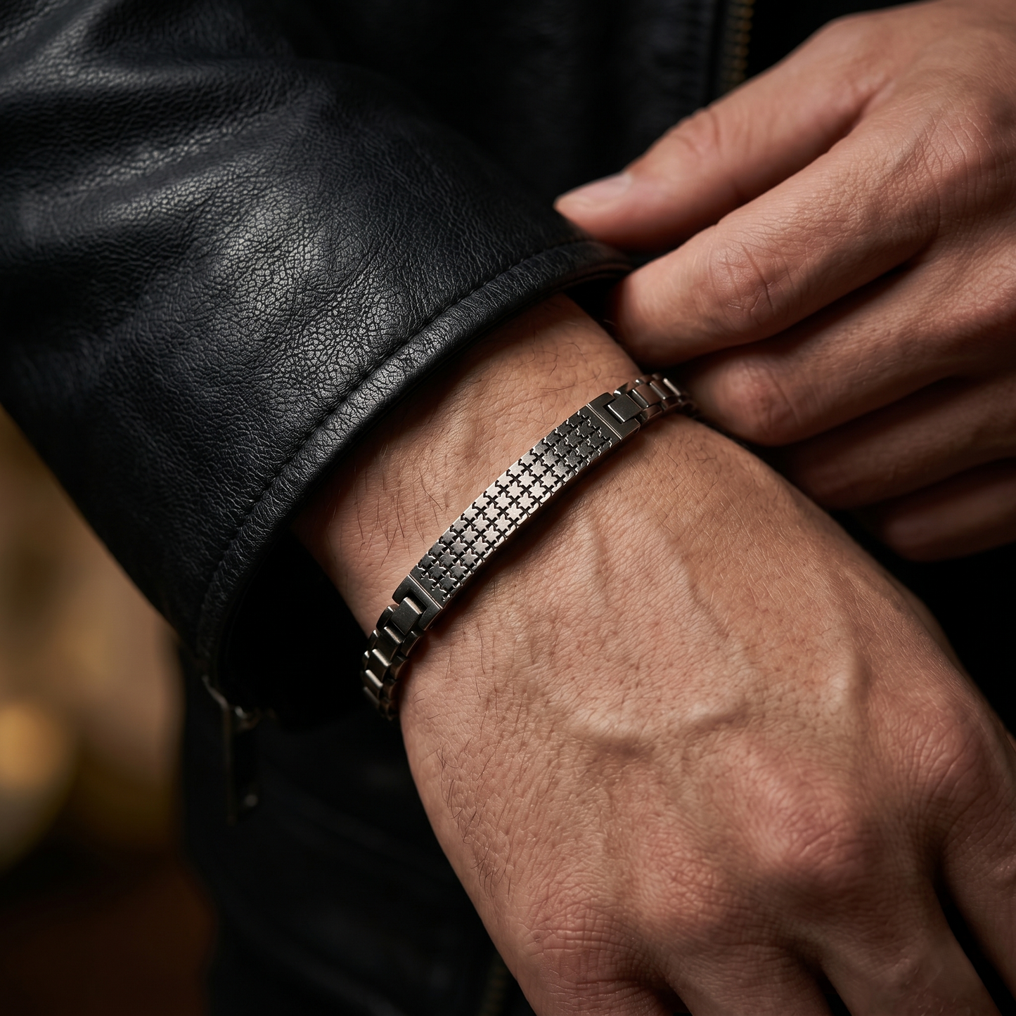 Geometric Sterling Silver Mesh Link Bracelet